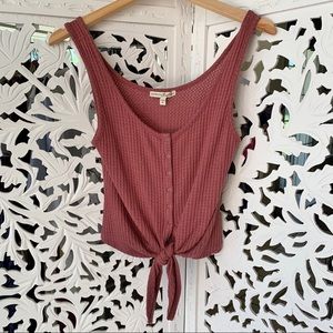 Express One Eleven Crop Knit Tank With Bow Tie